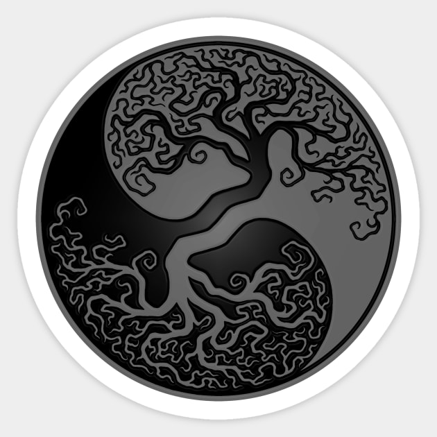 Gray and Black Tree of Life Yin Yang Sticker by jeffbartels